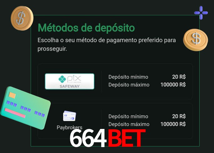 O cassino 664bet oferece uma grande variedade de métodos de pagamento